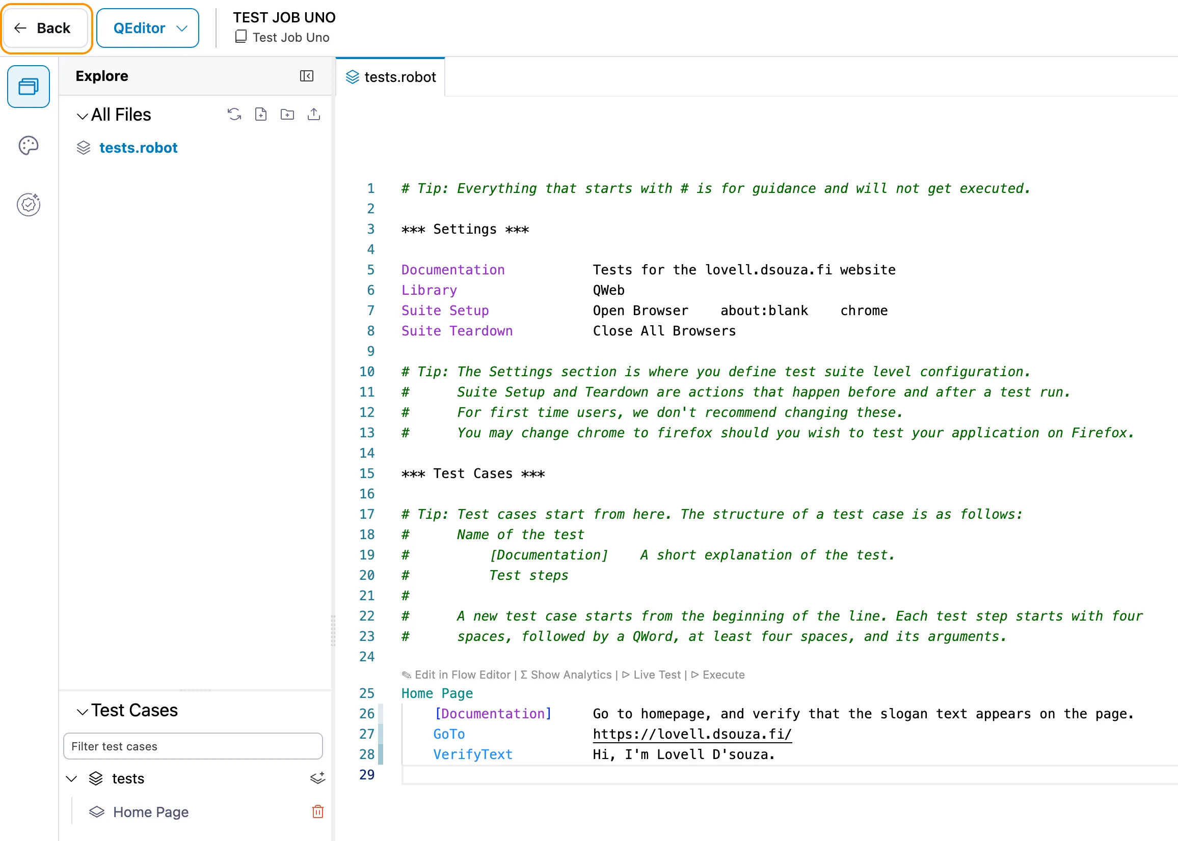 Qeditor New File and Back Button